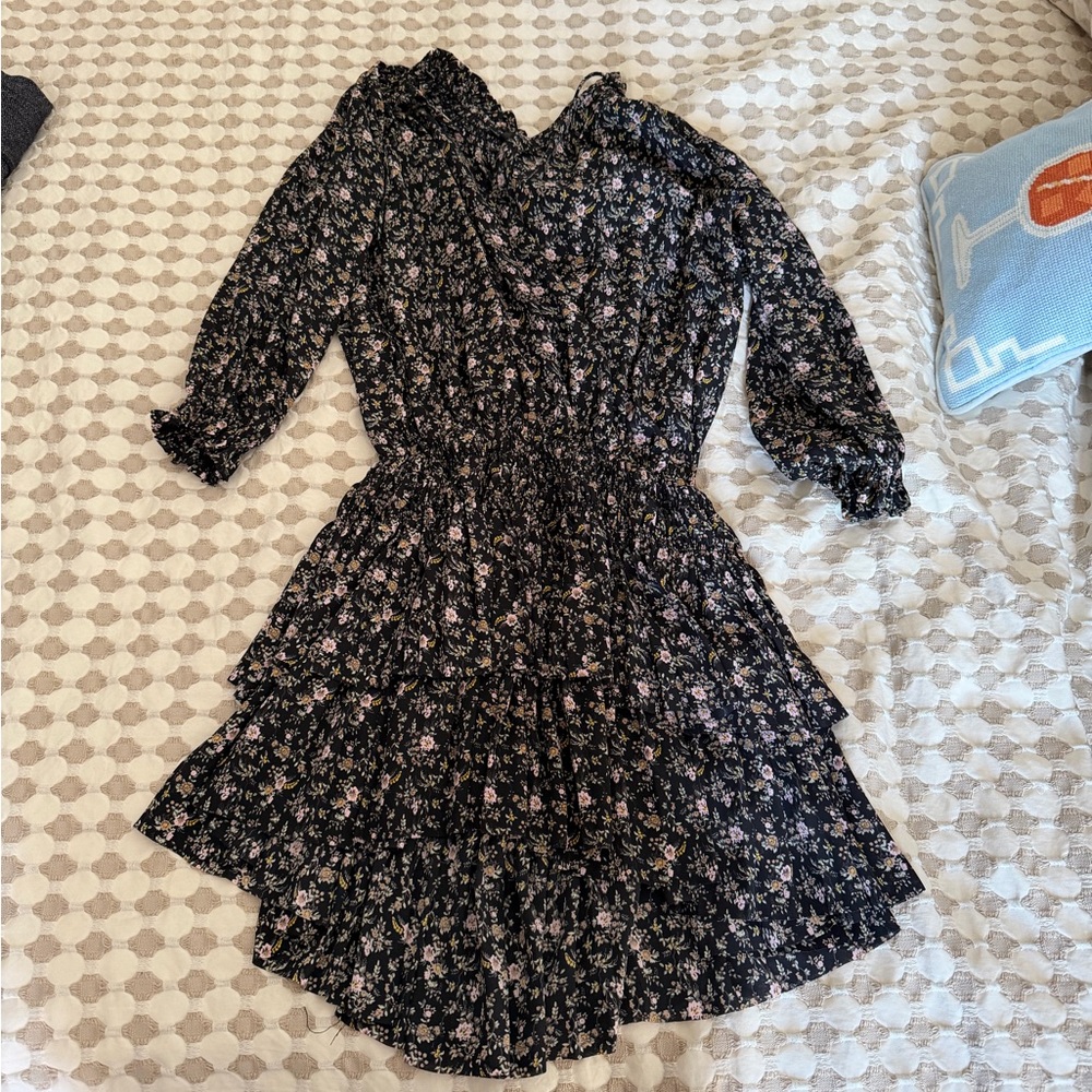 Current Air Black Floral Ruffle Dress